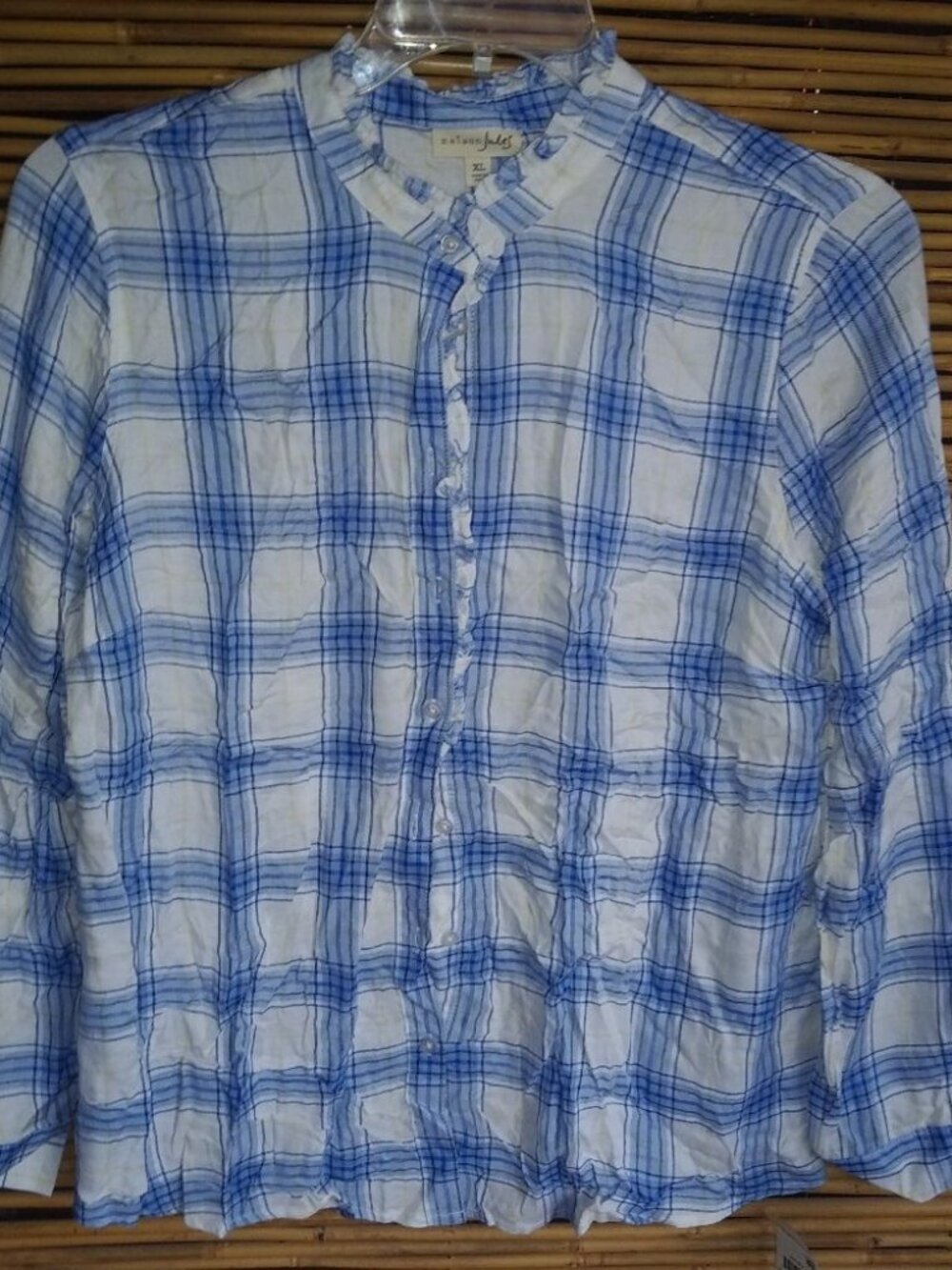 Maison Jules XL Cobalt Glaze Blue Plaid Top Plus